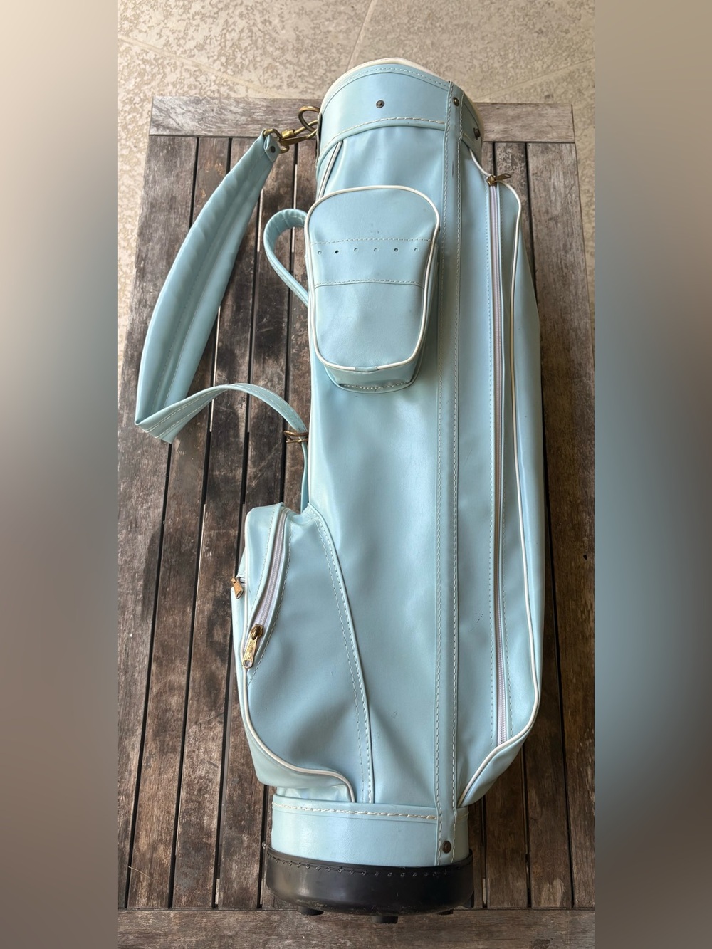 Fairway Vintage Leather Golf Bag Blue Made In USA Made In USA with Strap Nice